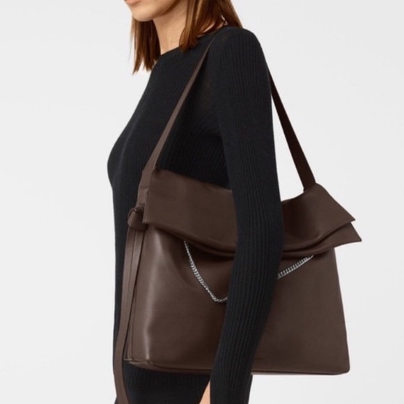 All Saints Lafayette Leather Shoulder Prune Bag